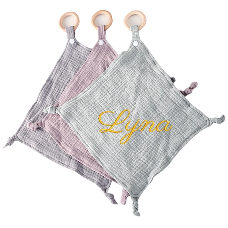 Initial Ring Custom - Nama personalisasi lembut Muslin bayi baru