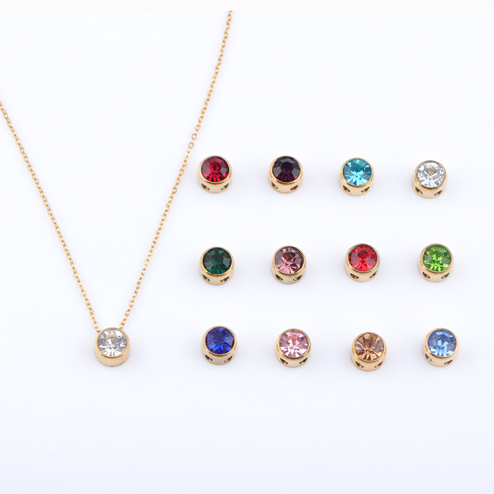 Birth Flower Necklace - Baja nirkarat 12 batu kelahiran liontin